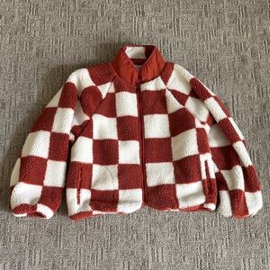Red and White Checkered Teddy Jacket